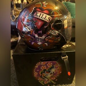 Christian Audigier Red and Black Helmet XXL Ed Hardy Love Kills Slowly  w/Box
